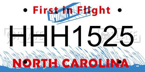 HHH1525 North Carolina License Plate