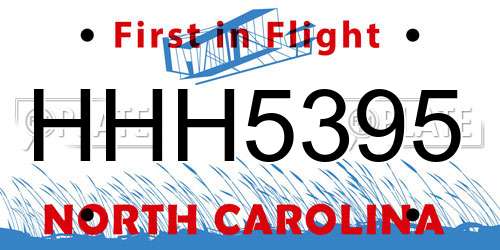 HHH5395 North Carolina License Plate
