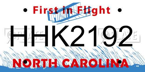 HHK2192 North Carolina License Plate