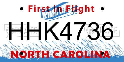 HHK4736 North Carolina License Plate