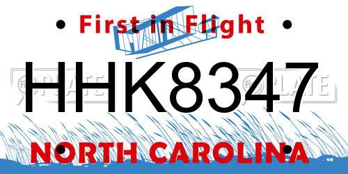 HHK8347 North Carolina License Plate