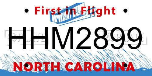 HHM2899 North Carolina License Plate