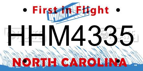HHM4335 North Carolina License Plate