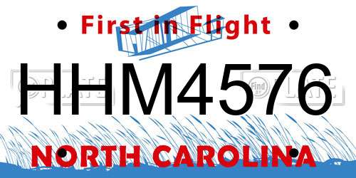 HHM4576 North Carolina License Plate