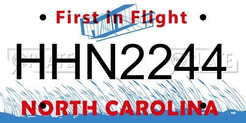 HHN2244 North Carolina License Plate