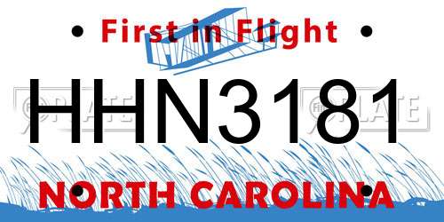 HHN3181 North Carolina License Plate