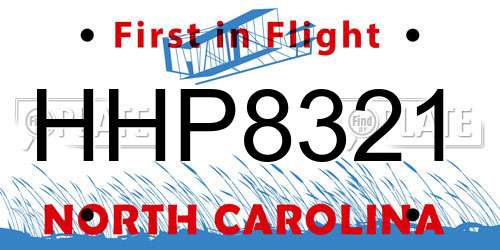 HHP8321 North Carolina License Plate