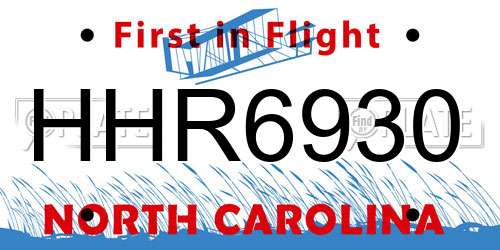 HHR6930 North Carolina License Plate