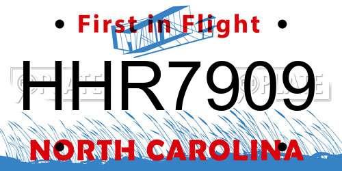 HHR7909 North Carolina License Plate