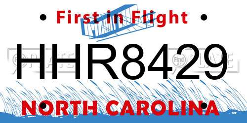 HHR8429 North Carolina License Plate