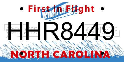 HHR8449 North Carolina License Plate