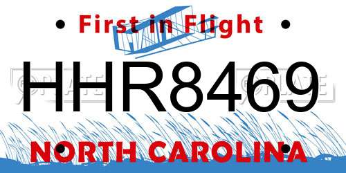 HHR8469 North Carolina License Plate