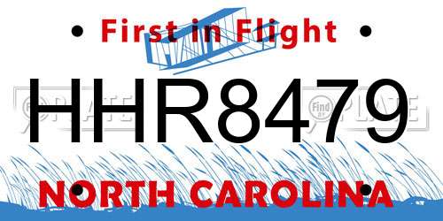 HHR8479 North Carolina License Plate