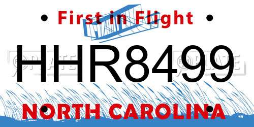 HHR8499 North Carolina License Plate