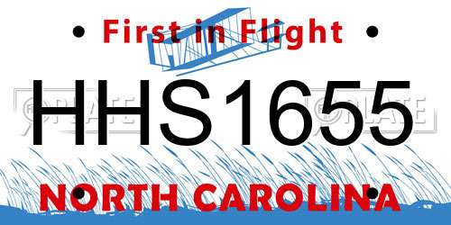 HHS1655 North Carolina License Plate