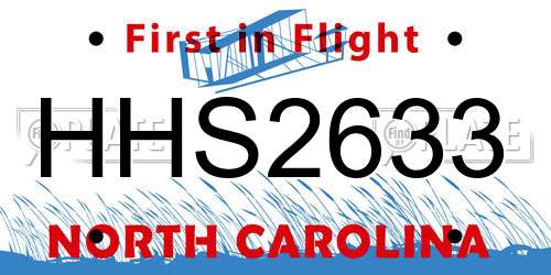 HHS2633 North Carolina License Plate