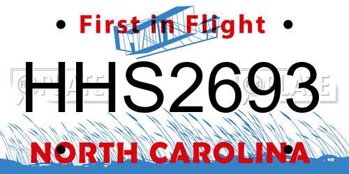 HHS2693 North Carolina License Plate