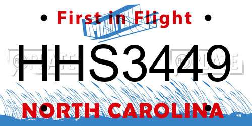 HHS3449 North Carolina License Plate