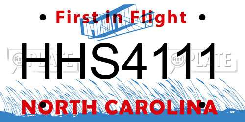 HHS4111 North Carolina License Plate