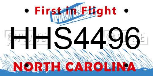 HHS4496 North Carolina License Plate
