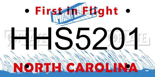 HHS5201 North Carolina License Plate