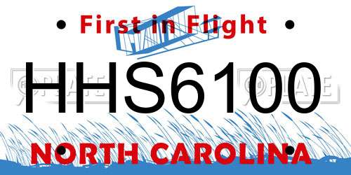 HHS6100 North Carolina License Plate