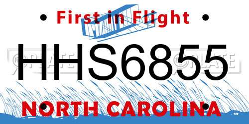 HHS6855 North Carolina License Plate
