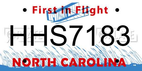 HHS7183 North Carolina License Plate