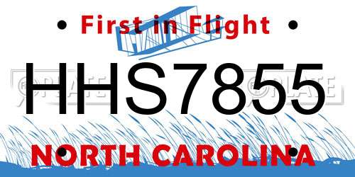 HHS7855 North Carolina License Plate