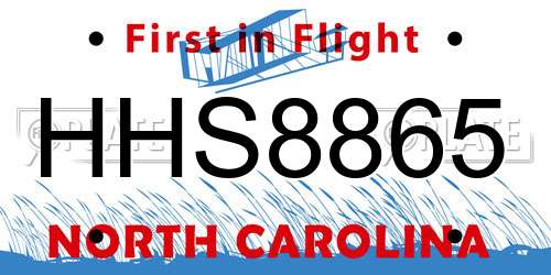 HHS8865 North Carolina License Plate