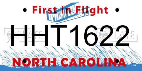 HHT1622 North Carolina License Plate