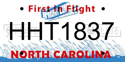 HHT1837 North Carolina License Plate