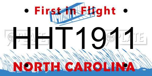 HHT1911 North Carolina License Plate