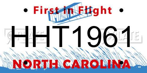 HHT1961 North Carolina License Plate