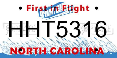 HHT5316 North Carolina License Plate