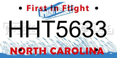 HHT5633 North Carolina License Plate