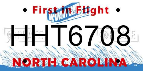 HHT6708 North Carolina License Plate