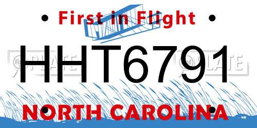 HHT6791 North Carolina License Plate
