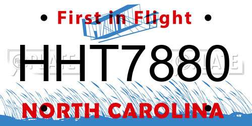 HHT7880 North Carolina License Plate