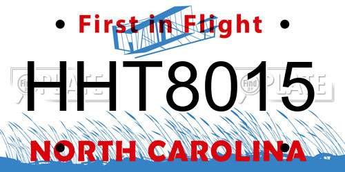 HHT8015 North Carolina License Plate