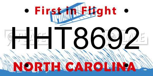 HHT8692 North Carolina License Plate