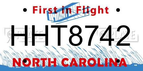 HHT8742 North Carolina License Plate