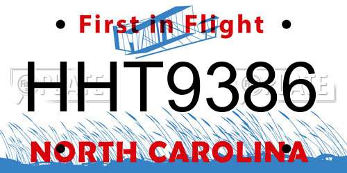 HHT9386 North Carolina License Plate