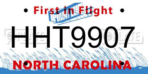 HHT9907 North Carolina License Plate