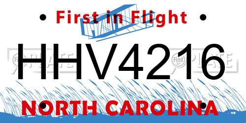 HHV4216 North Carolina License Plate