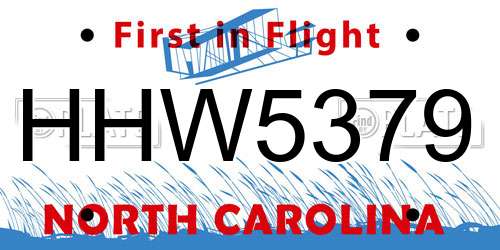 HHW5379 North Carolina License Plate