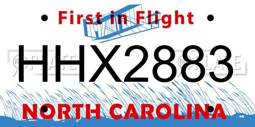 HHX2883 North Carolina License Plate