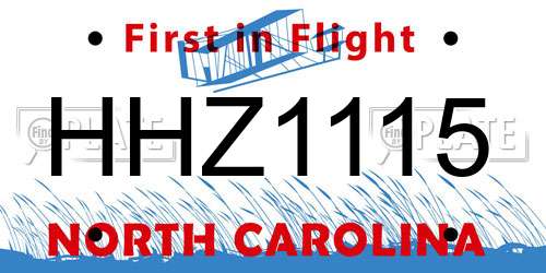 HHZ1115 North Carolina License Plate