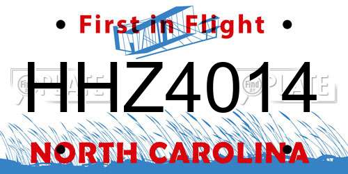 HHZ4014 North Carolina License Plate