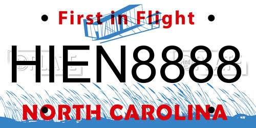 HIEN8888 North Carolina License Plate